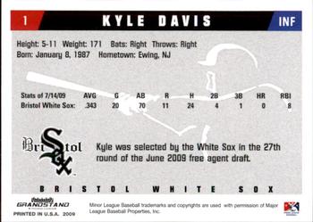 2009 Grandstand Bristol White Sox #NNO Kyle Davis Back