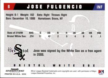 2009 Grandstand Bristol White Sox #NNO Jose Fulgencio Back