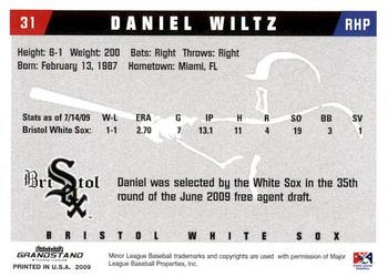 2009 Grandstand Bristol White Sox #NNO Daniel Wiltz Back