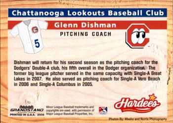2009 Grandstand Chattanooga Lookouts #NNO Glenn Dishman Back