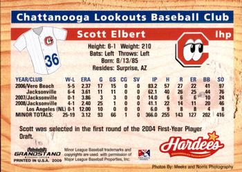 2009 Grandstand Chattanooga Lookouts #NNO Scott Elbert Back
