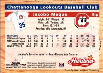 2009 Grandstand Chattanooga Lookouts #NNO Jacobo Meque Back