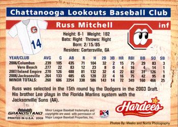 2009 Grandstand Chattanooga Lookouts #NNO Russ Mitchell Back