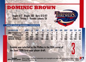 2009 Grandstand Clearwater Threshers #NNO Domonic Brown Back