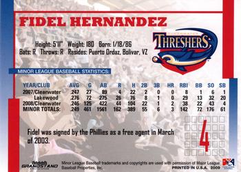 2009 Grandstand Clearwater Threshers #NNO Fidel Hernandez Back