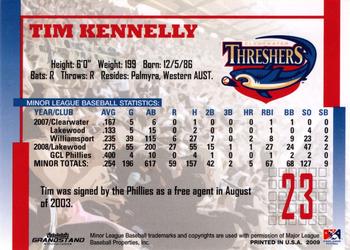 2009 Grandstand Clearwater Threshers #NNO Tim Kennelly Back