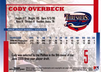 2009 Grandstand Clearwater Threshers #NNO Cody Overbeck Back