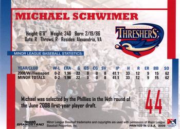 2009 Grandstand Clearwater Threshers #NNO Michael Schwimer Back