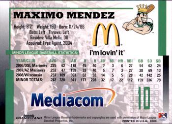 2009 Grandstand Clinton LumberKings #NNO Maximo Mendez Back