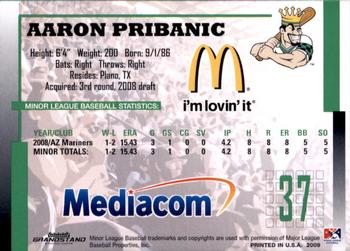 2009 Grandstand Clinton LumberKings #NNO Aaron Pribanic Back