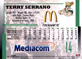 2009 Grandstand Clinton LumberKings #NNO Terry Serrano Back