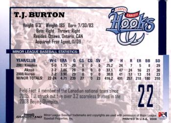 2009 Grandstand Corpus Christi Hooks #NNO T.J. Burton Back