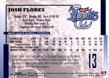 2009 Grandstand Corpus Christi Hooks #NNO Josh Flores Back