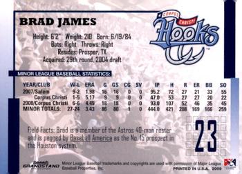 2009 Grandstand Corpus Christi Hooks #NNO Brad James Back