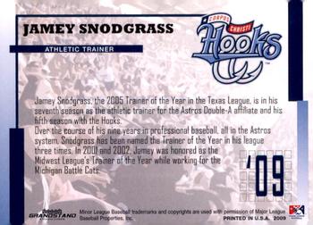 2009 Grandstand Corpus Christi Hooks #NNO Jamey Snodgrass Back