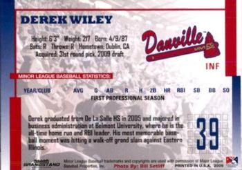 2009 Grandstand Danville Braves #NNO Derek Wiley Back