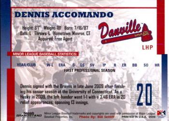 2009 Grandstand Danville Braves #NNO Dennis Accomando Back