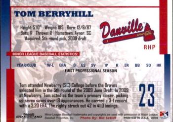 2009 Grandstand Danville Braves #NNO Tom Berryhill Back