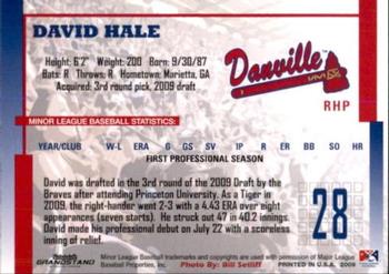 2009 Grandstand Danville Braves #NNO David Hale Back