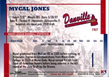 2009 Grandstand Danville Braves #NNO Mycal Jones Back