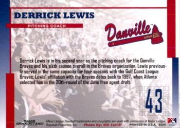 2009 Grandstand Danville Braves #NNO Derrick Lewis Back