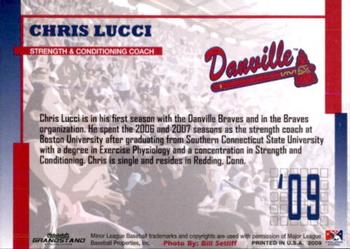 2009 Grandstand Danville Braves #NNO Chris Lucci Back