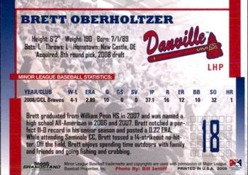 2009 Grandstand Danville Braves #NNO Brett Oberholtzer Back