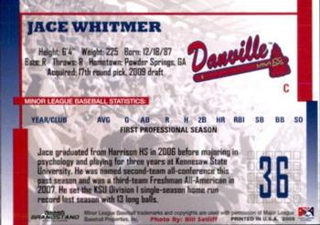 2009 Grandstand Danville Braves #NNO Jace Whitmer Back