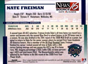 2009 Grandstand Eugene Emeralds #NNO Nate Freiman Back