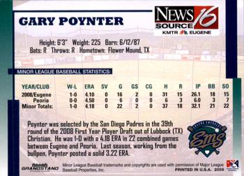 2009 Grandstand Eugene Emeralds #NNO Gary Poynter Back