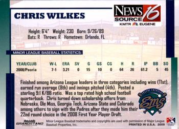 2009 Grandstand Eugene Emeralds #NNO Chris Wilkes Back