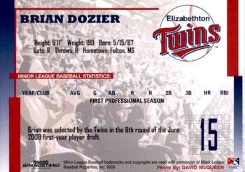 2009 Grandstand Elizabethton Twins #NNO Brian Dozier Back