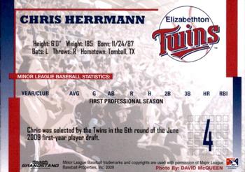 2009 Grandstand Elizabethton Twins #NNO Chris Herrmann Back