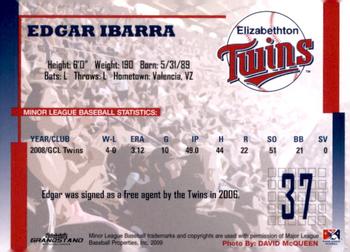 2009 Grandstand Elizabethton Twins #NNO Edgar Ibarra Back