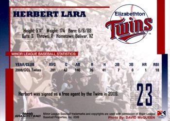 2009 Grandstand Elizabethton Twins #NNO Herbert Lara Back