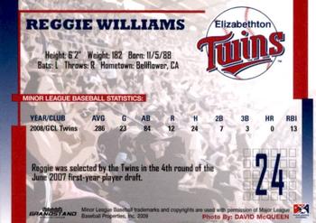 2009 Grandstand Elizabethton Twins #NNO Reggie Williams Back