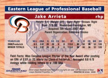 2009 Grandstand Eastern League Top Prospects #NNO Jake Arrieta Back