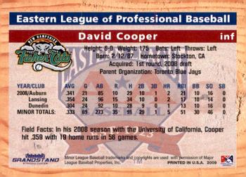 2009 Grandstand Eastern League Top Prospects #NNO David Cooper Back