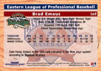 2009 Grandstand Eastern League Top Prospects #NNO Brad Emaus Back