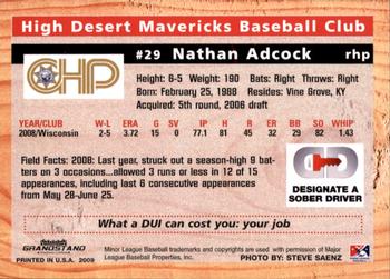 2009 Grandstand High Desert Mavericks #NNO Nathan Adcock Back