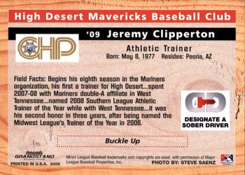 2009 Grandstand High Desert Mavericks #NNO Jeremy Clipperton Back
