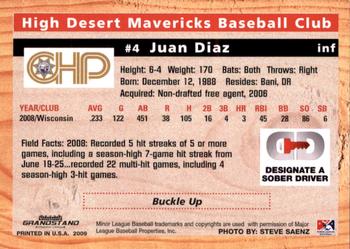 2009 Grandstand High Desert Mavericks #NNO Juan Diaz Back