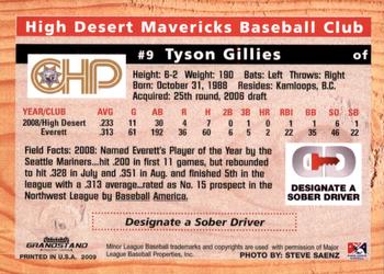2009 Grandstand High Desert Mavericks #NNO Tyson Gillies Back
