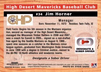 2009 Grandstand High Desert Mavericks #NNO Jim Horner Back