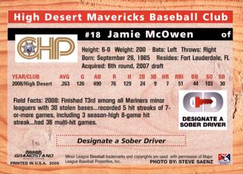 2009 Grandstand High Desert Mavericks #NNO Jamie McOwen Back