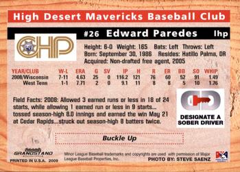 2009 Grandstand High Desert Mavericks #NNO Edward Paredes Back
