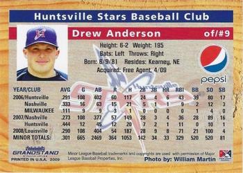 2009 Grandstand Huntsville Stars #NNO Drew Anderson Back
