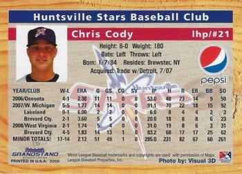 2009 Grandstand Huntsville Stars #NNO Chris Cody Back
