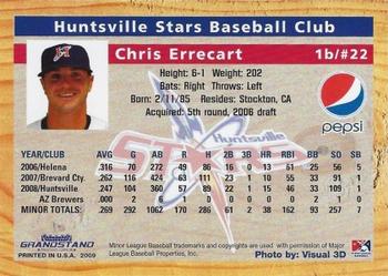 2009 Grandstand Huntsville Stars #NNO Chris Errecart Back