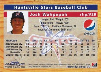 2009 Grandstand Huntsville Stars #NNO Josh Wahpepah Back